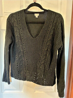 Converse Cable Knit V-Neck Sweater XL